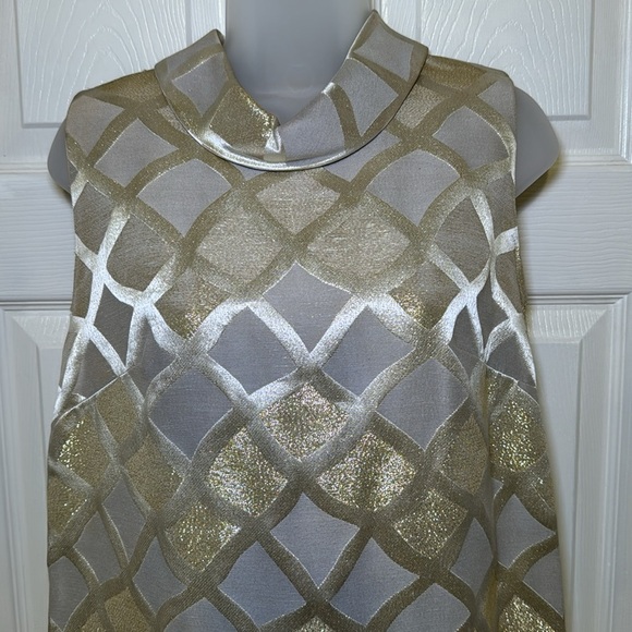 Vintage B Altman & Co. Gold Sleeveless Sheath Dress Vintage Size 14 - Picture 3 of 12